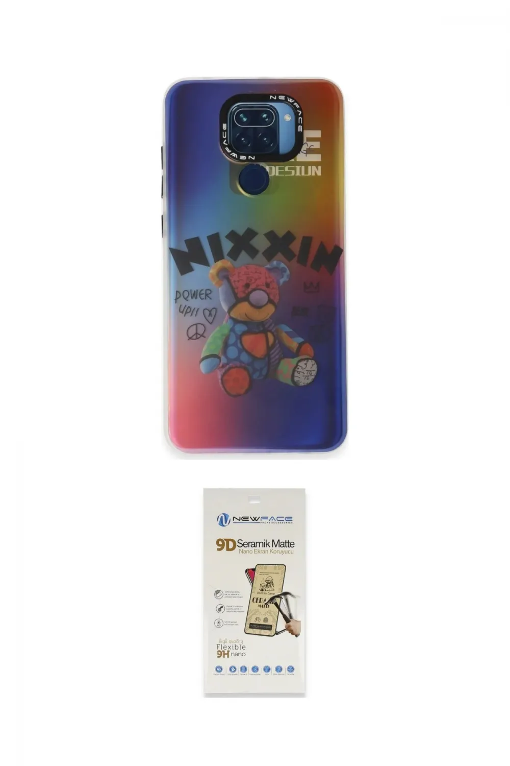 ieg™ Redmi Note 9 Kılıf Siluet Çizgi Koleksiyonu - Siyah Mat Seramik Nano Ekran Koruyucu