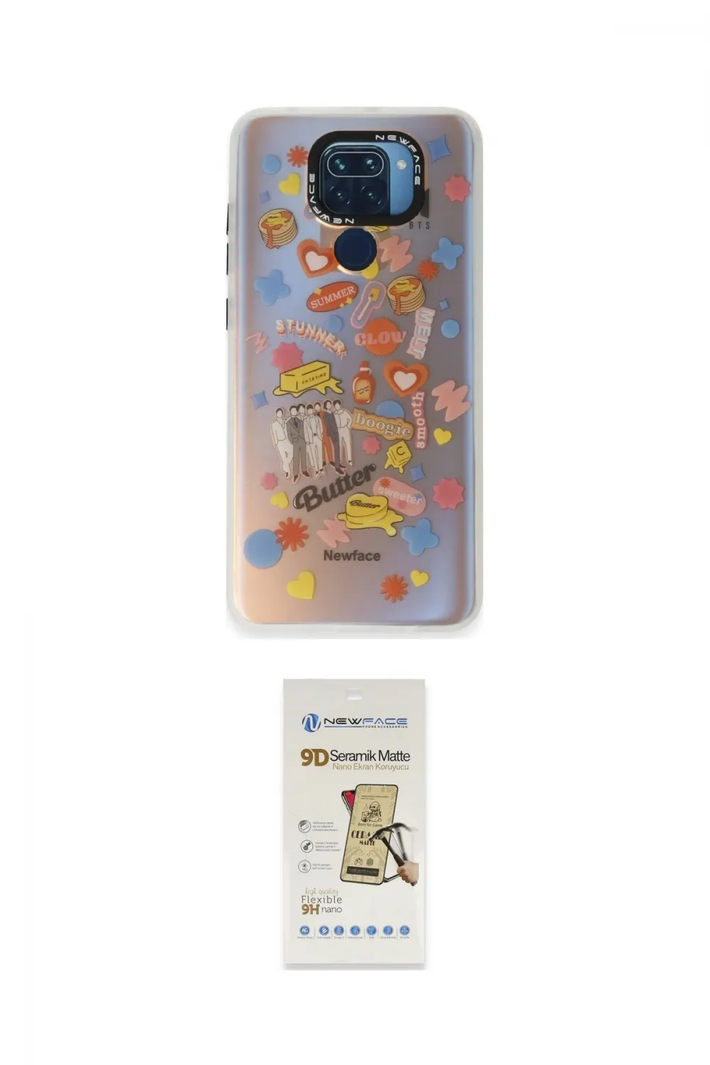 ieg™ Redmi Note 9 Kılıf Siluet Çizgi Koleksiyonu - Siyah Mat Seramik Nano Ekran Koruyucu