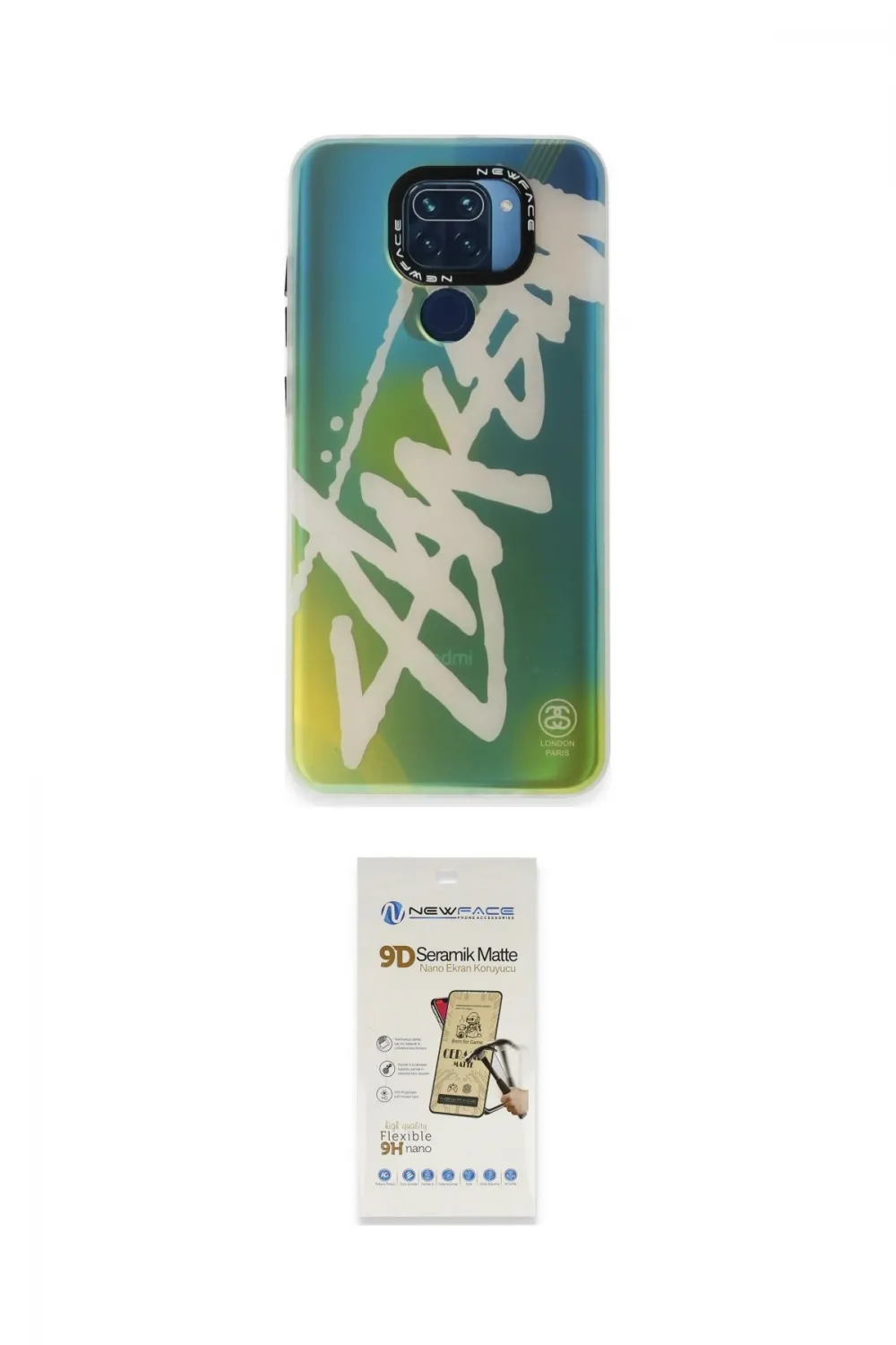 ieg™ Redmi Note 9 Kılıf Siluet Çizgi Koleksiyonu - Siyah Mat Seramik Nano Ekran Koruyucu