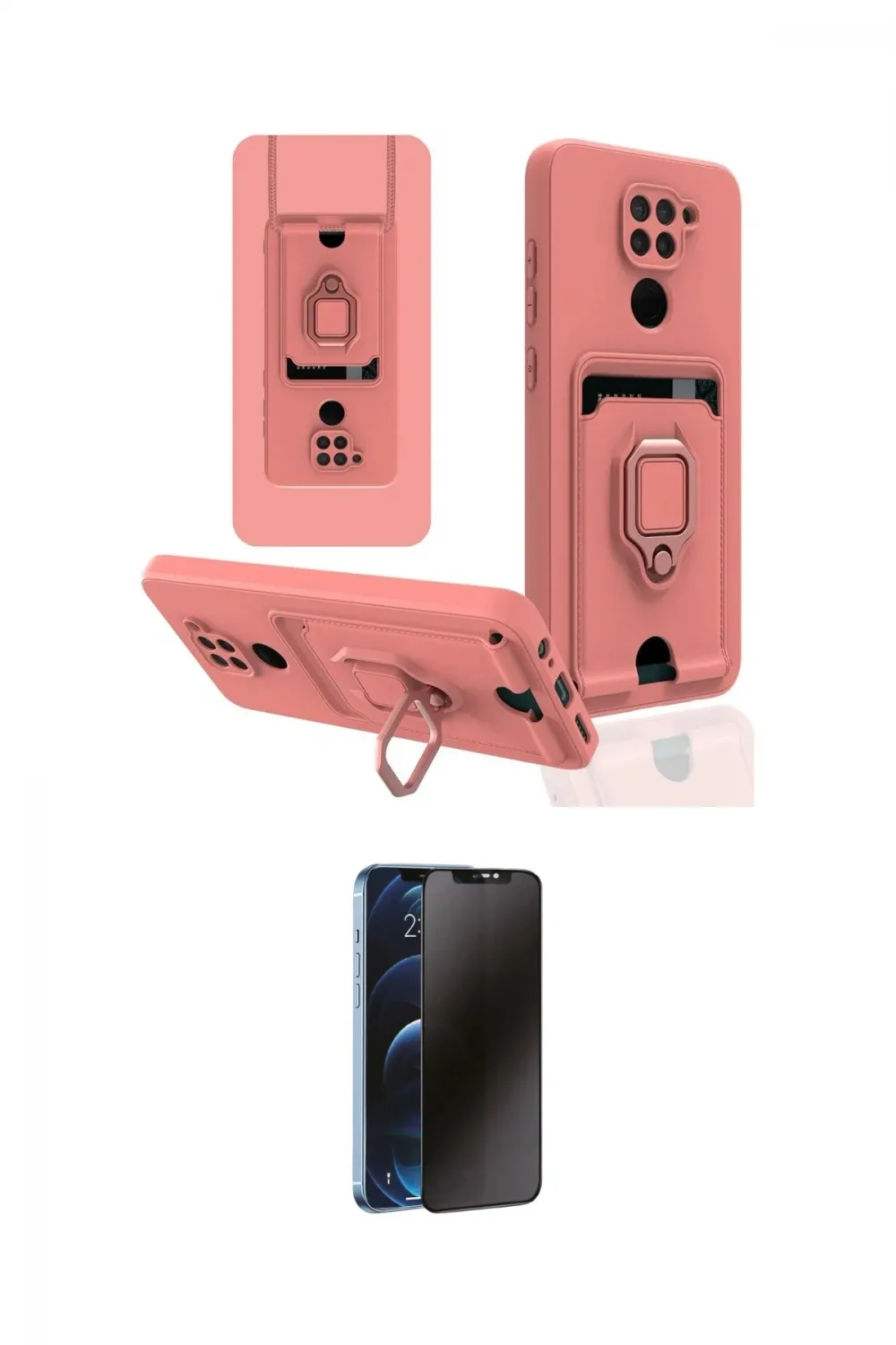 ieg™ Redmi Note 9 Kılıf Vadi Form Prime - Siyah 3D Antistatik Hayalet Cam Ekran Koruyucu
