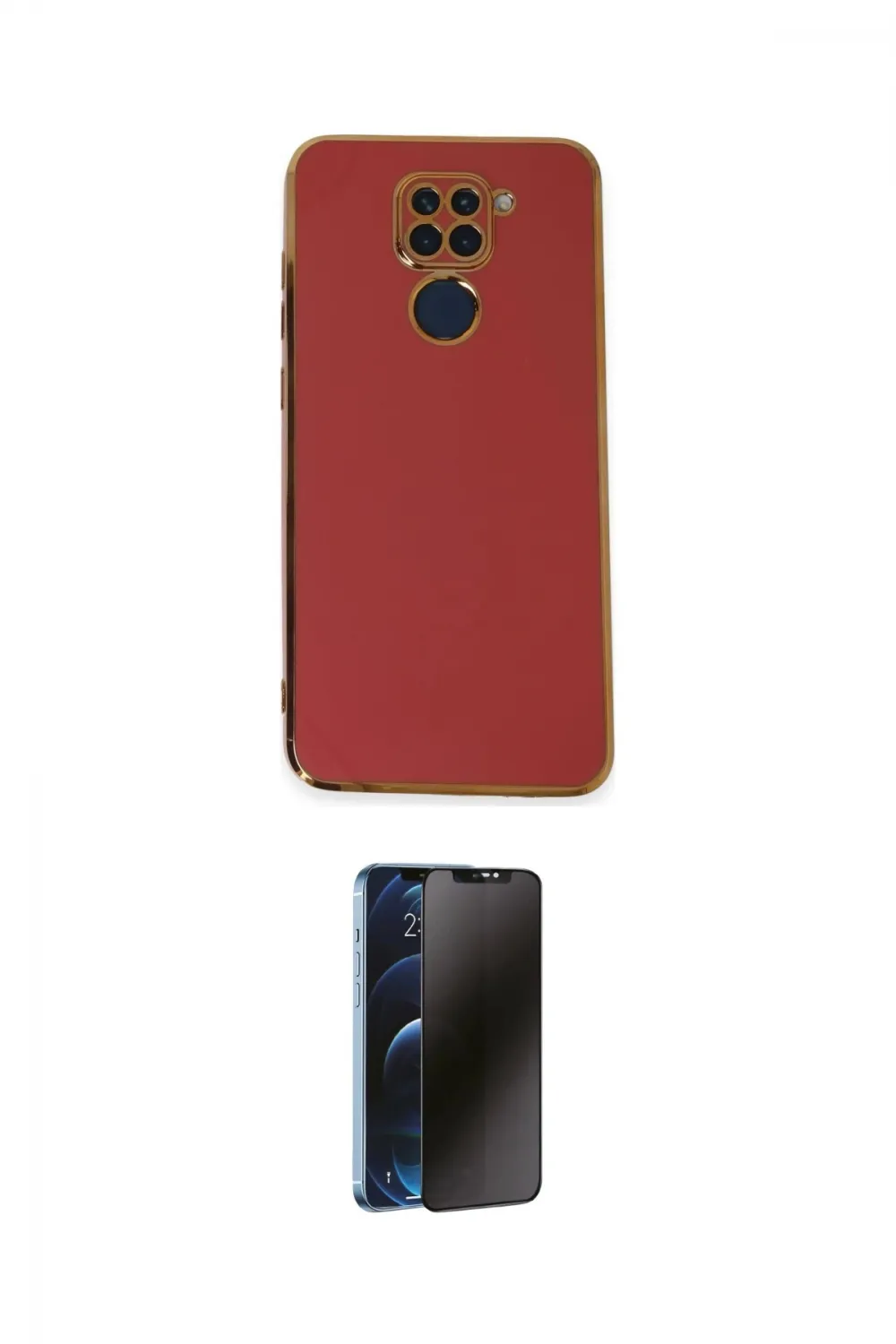 ieg™ Redmi Note 9 Kılıf Yankı Serisi - Siyah 3D Antistatik Hayalet Cam Ekran Koruyucu