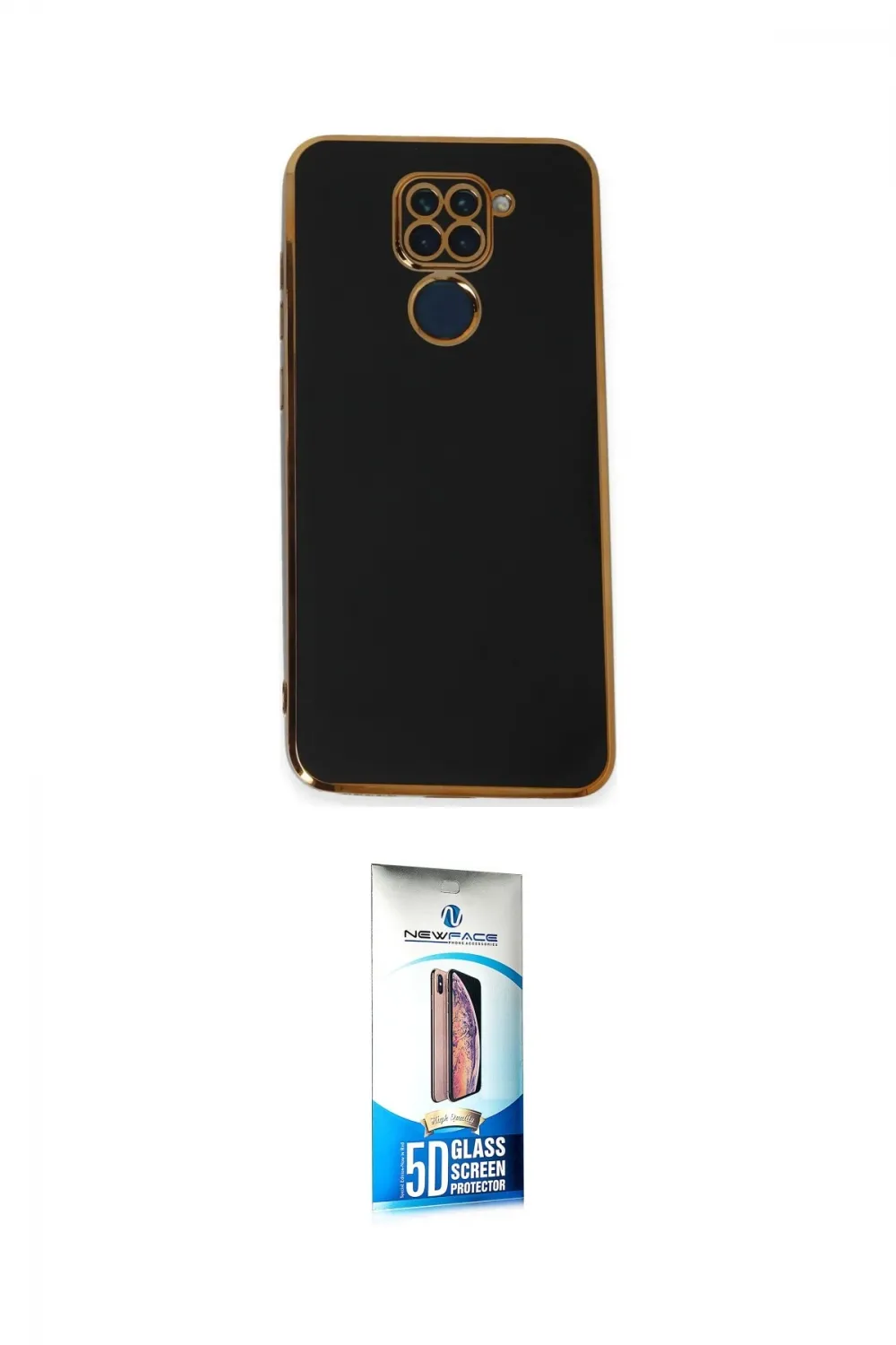 ieg™ Redmi Note 9 Kılıf Yankı Serisi - Siyah 5D Eko Cam Ekran Koruyucu