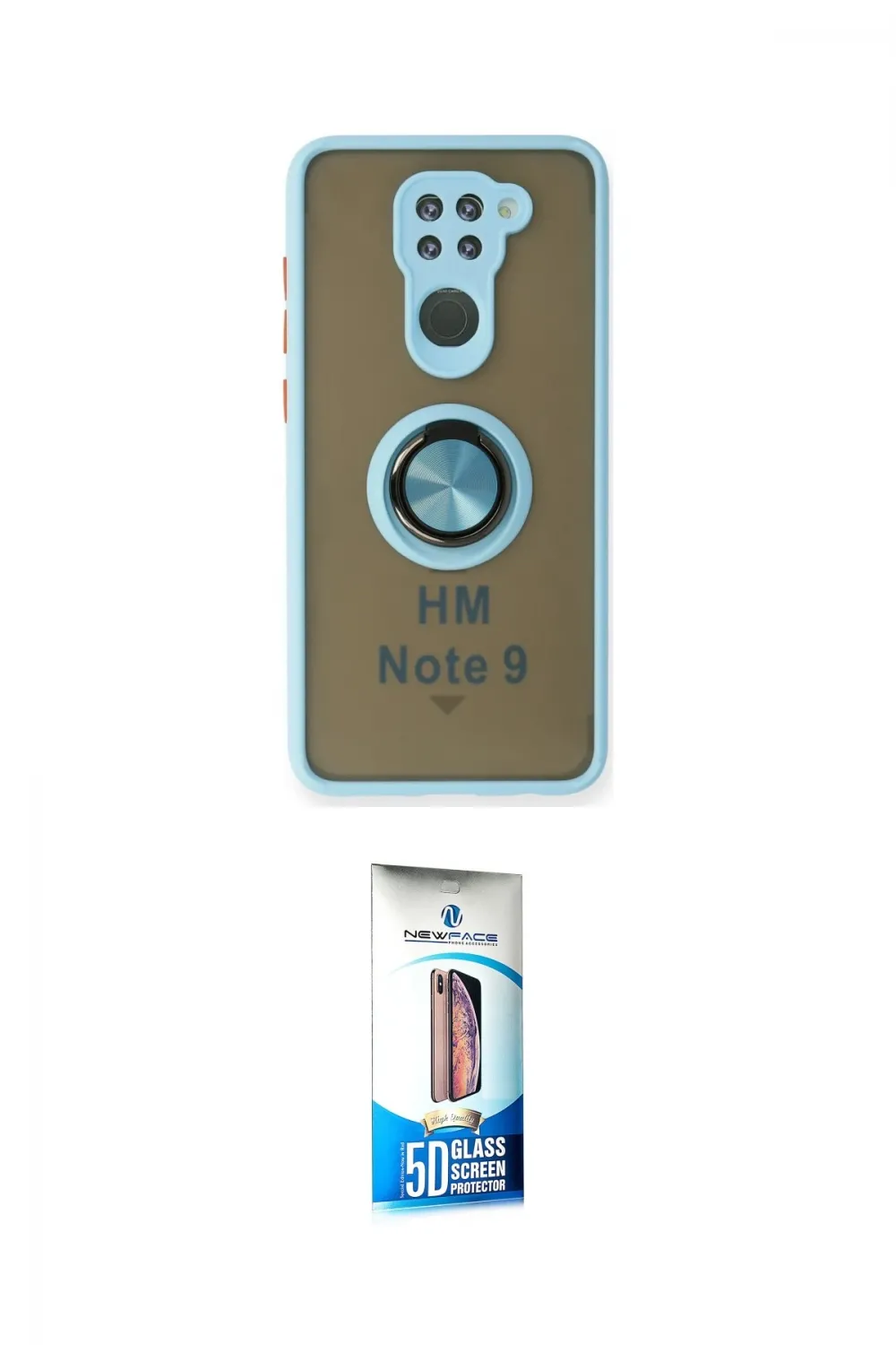 ieg™ Redmi Note 9 Kılıf Yörünge Çizgi - Siyah 5D Eko Cam Ekran Koruyucu