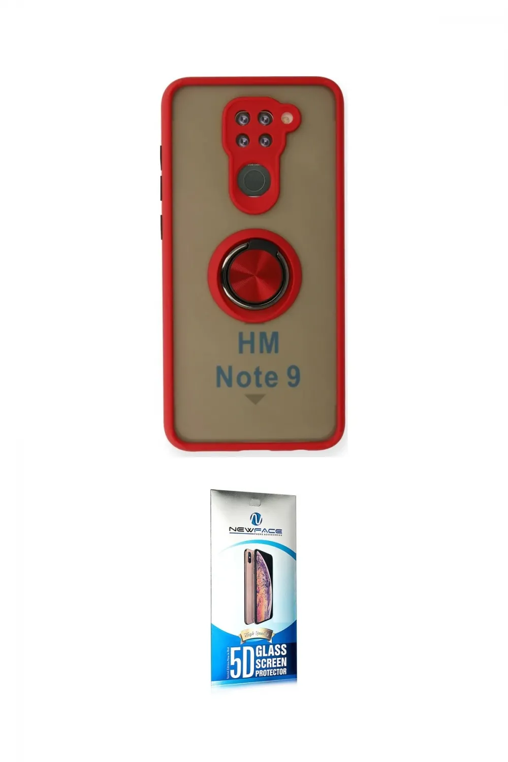 ieg™ Redmi Note 9 Kılıf Yörünge Çizgi - Siyah 5D Eko Cam Ekran Koruyucu