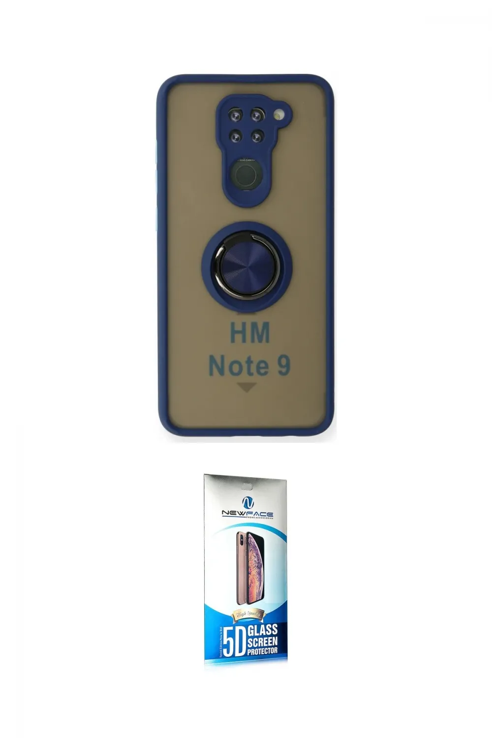 ieg™ Redmi Note 9 Kılıf Yörünge Çizgi - Siyah 5D Eko Cam Ekran Koruyucu