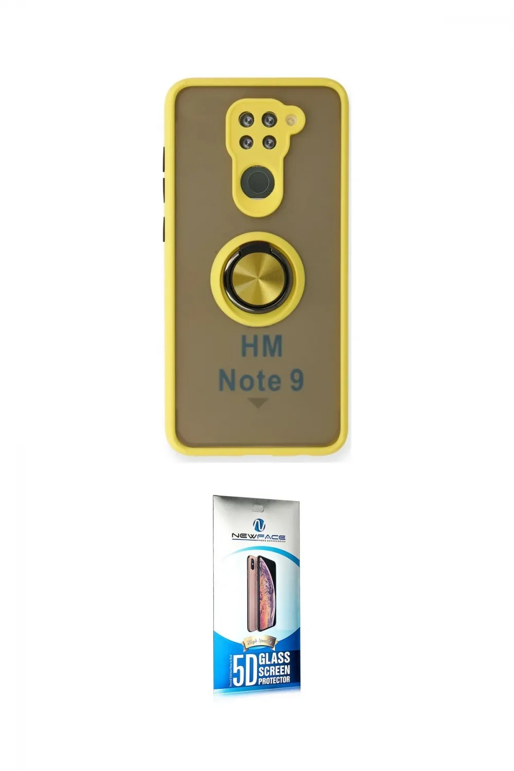 ieg™ Redmi Note 9 Kılıf Yörünge Çizgi - Siyah 5D Eko Cam Ekran Koruyucu