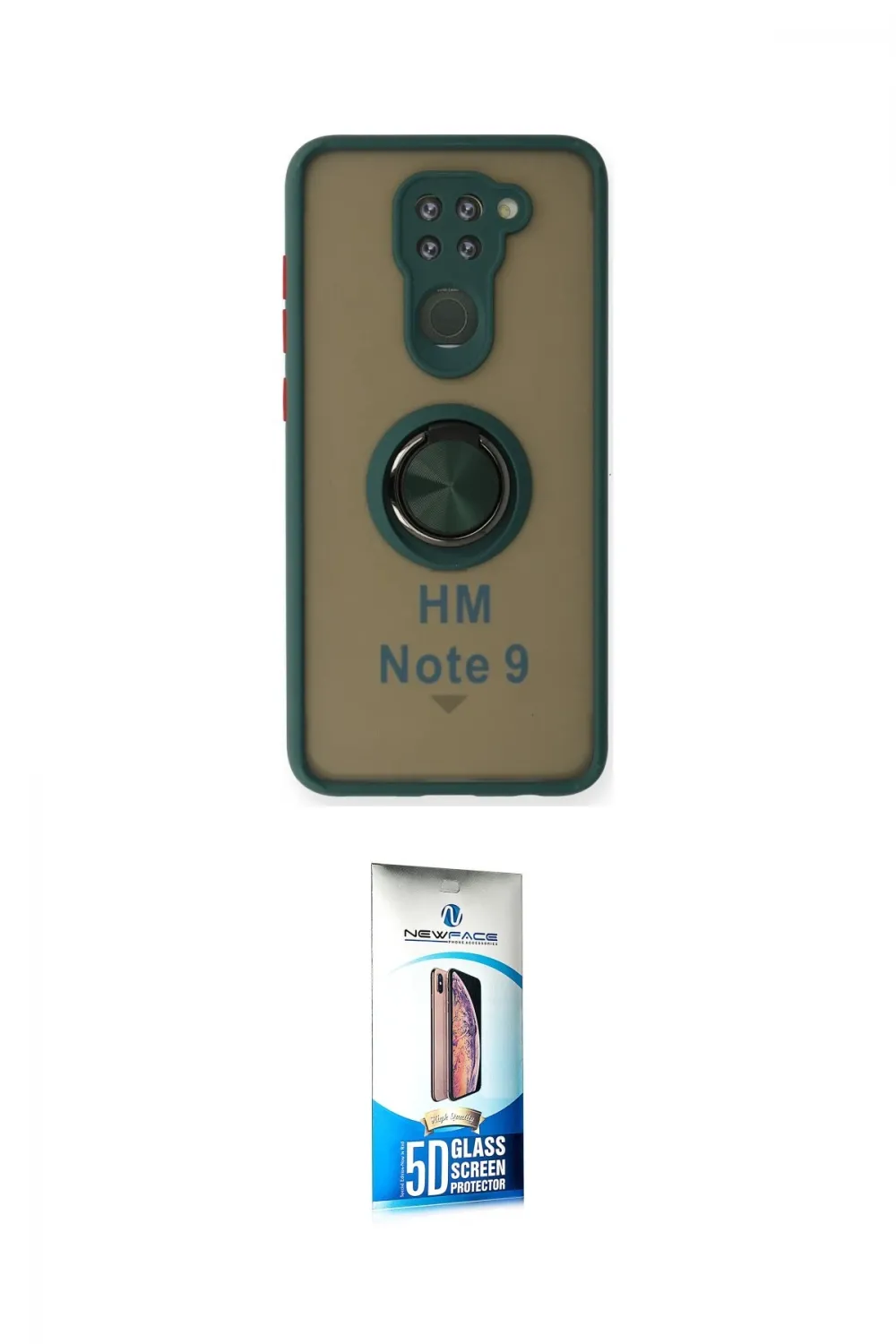 ieg™ Redmi Note 9 Kılıf Yörünge Çizgi - Siyah 5D Eko Cam Ekran Koruyucu