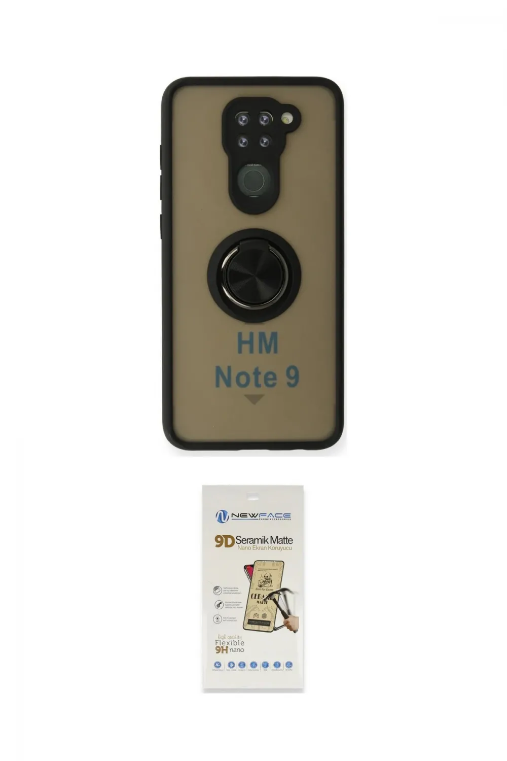 ieg™ Redmi Note 9 Kılıf Yörünge Çizgi - Siyah Mat Seramik Nano Ekran Koruyucu