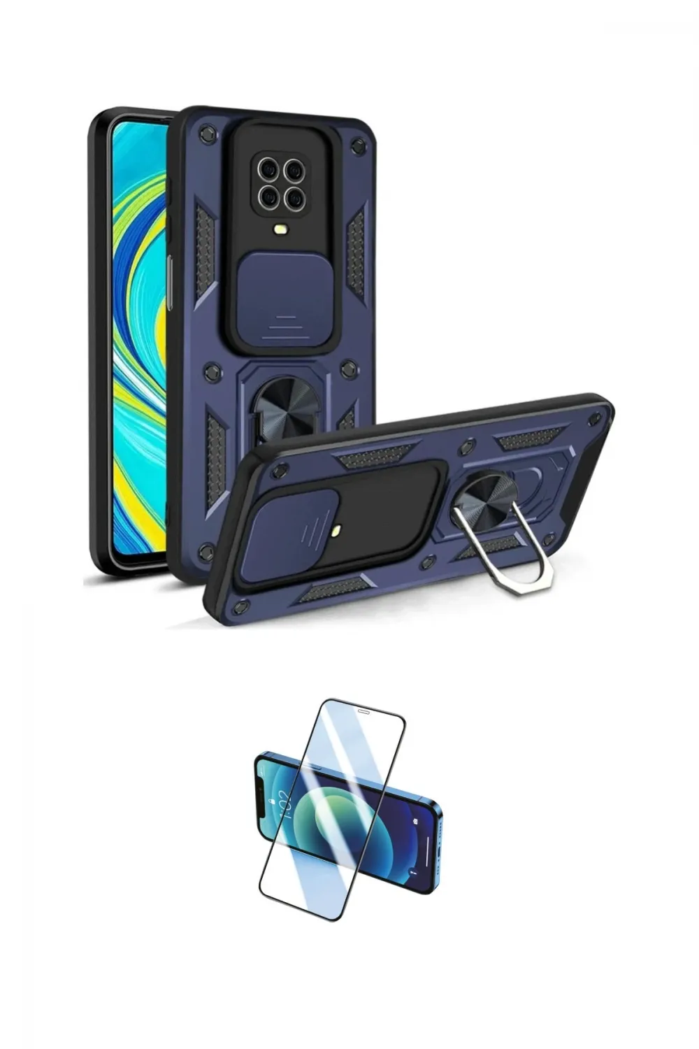 ieg™ Redmi Note 9 Pro Kılıf Ahenk Klasik - Siyah 3D Antistatik Cam Ekran Koruyucu