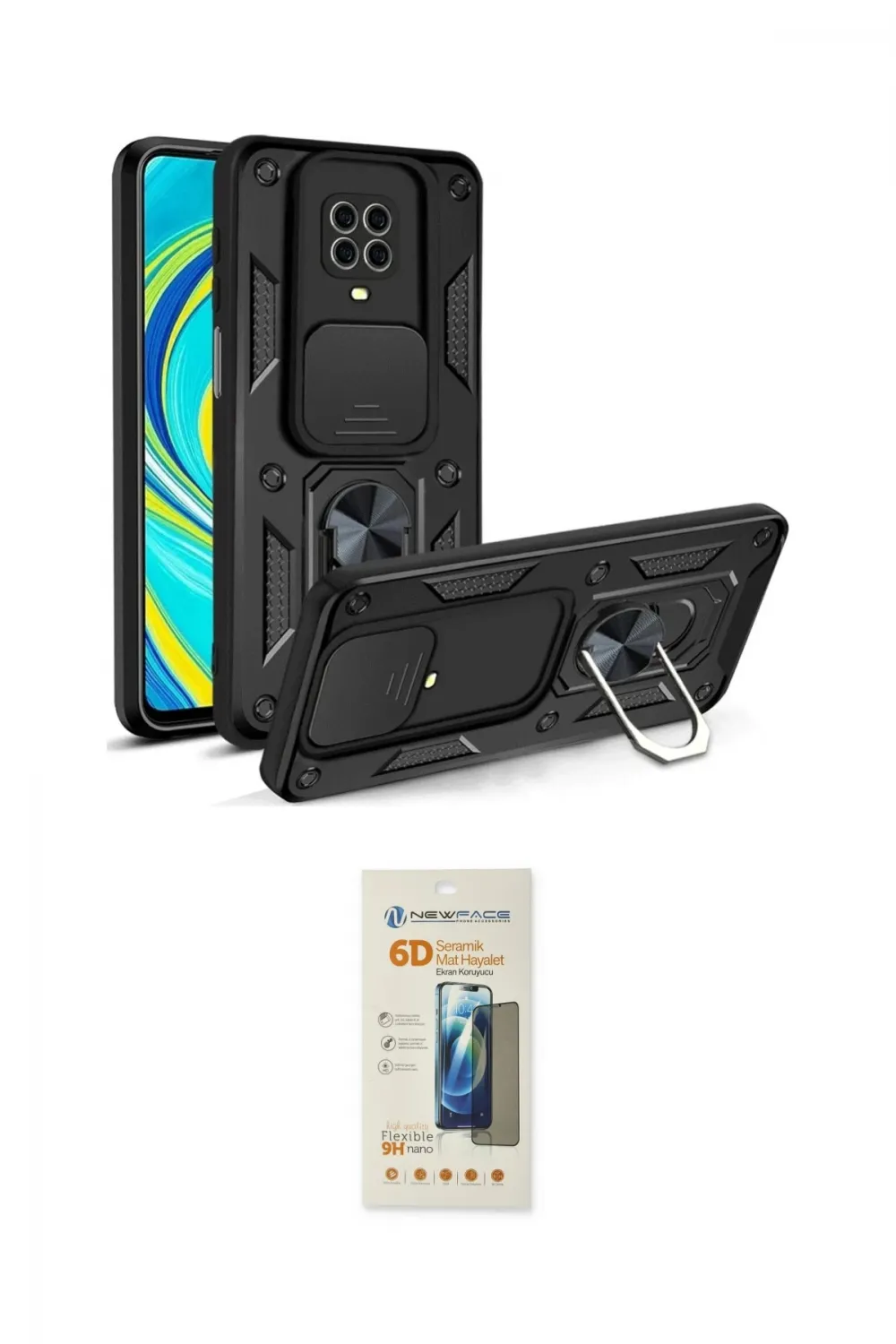ieg™ Redmi Note 9 Pro Kılıf Ahenk Klasik - Siyah 6D Mat Seramik Hayalet Nano Ekran Koruyucu