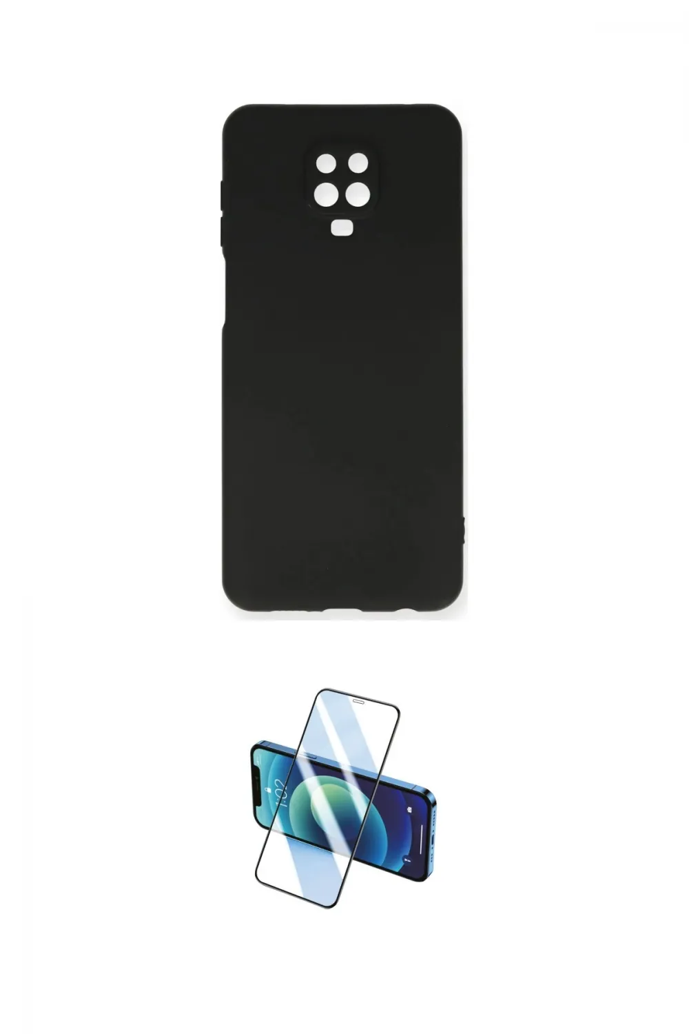 ieg™ Redmi Note 9 Pro Kılıf Ahenk Serisi - Siyah 3D Antistatik Cam Ekran Koruyucu