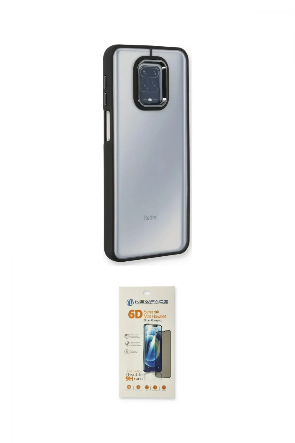 ieg™ Redmi Note 9 Pro Kılıf Eksen Doku Prime - Siyah 6D Mat Seramik Hayalet Nano Ekran Koruyucu