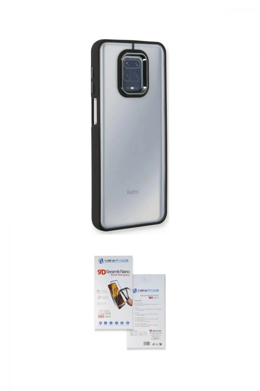 ieg™ Redmi Note 9 Pro Kılıf Eksen Doku Prime - Siyah Seramik Nano Ekran Koruyucu