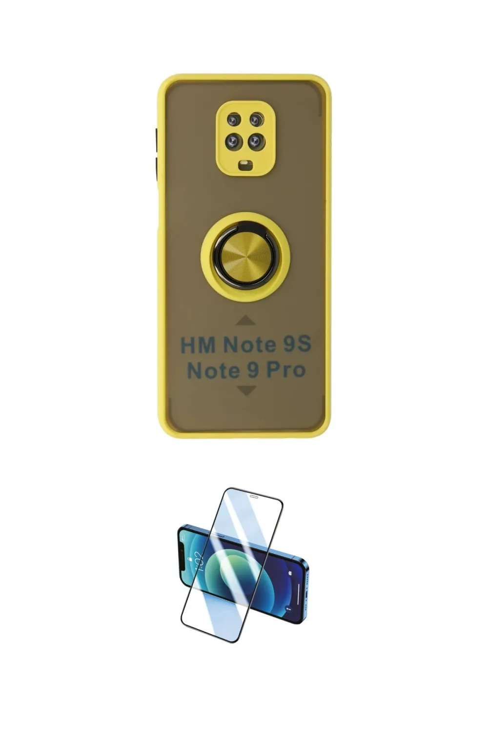 ieg™ Redmi Note 9 Pro Kılıf Yörünge Çizgi - Siyah 3D Antistatik Cam Ekran Koruyucu