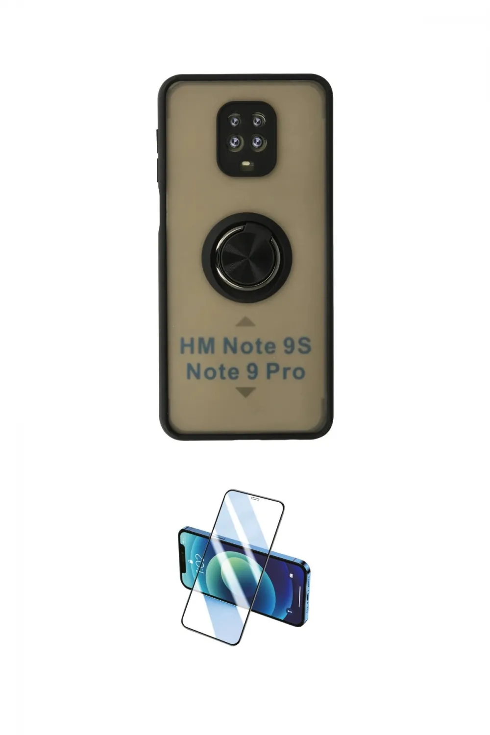 ieg™ Redmi Note 9 Pro Kılıf Yörünge Çizgi - Siyah 3D Antistatik Cam Ekran Koruyucu
