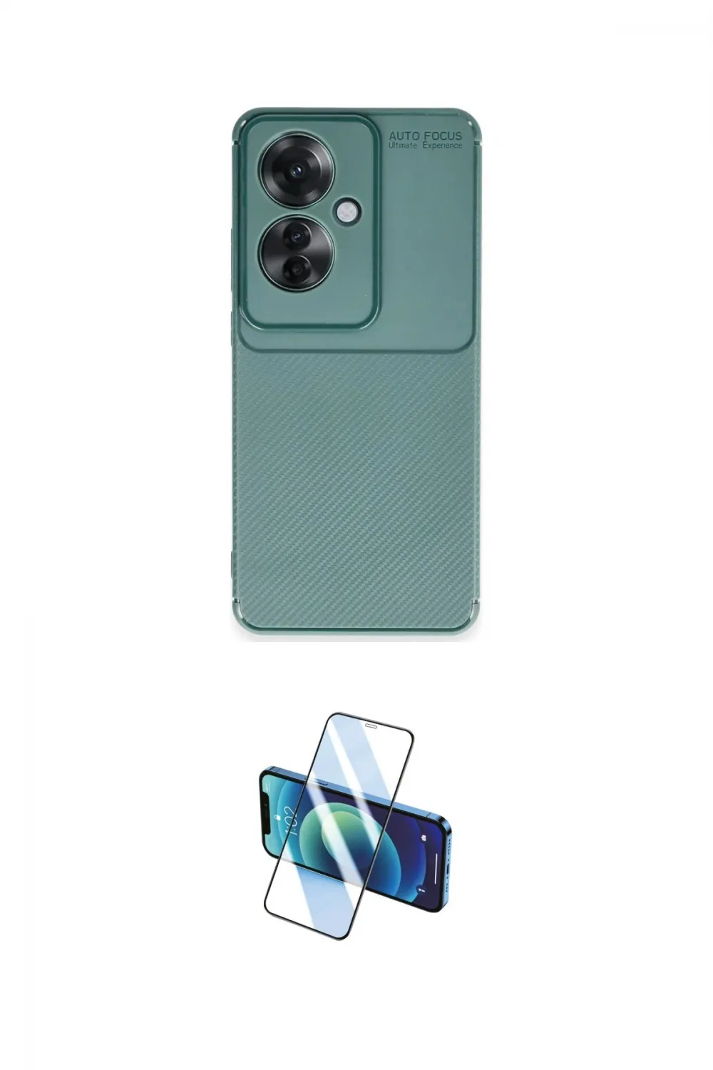 ieg™ Reno 11F Kılıf Eksen Form Prime - Siyah 3D Antistatik Cam Ekran Koruyucu