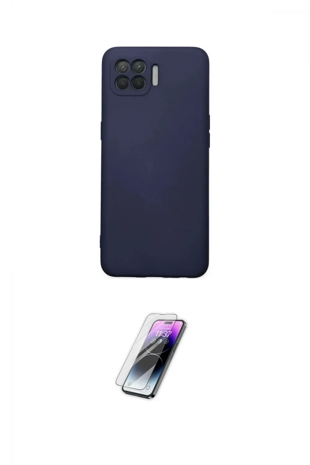 ieg™ Reno 4 Lite Kılıf Ahenk Serisi - Şeffaf Pasifik Cam Ekran Koruyucu