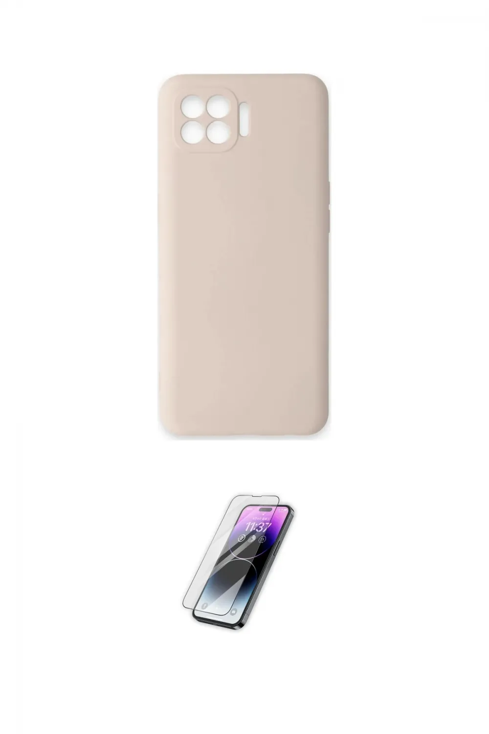 ieg™ Reno 4 Lite Kılıf Ahenk Serisi - Şeffaf Pasifik Cam Ekran Koruyucu