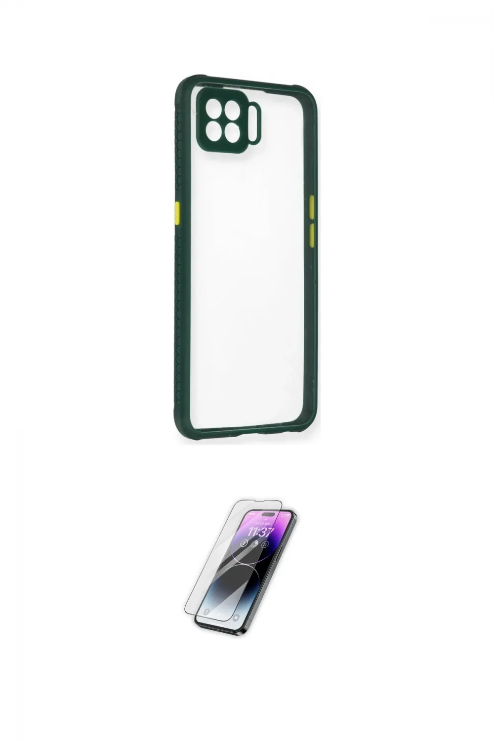 ieg™ Reno 4 Lite Kılıf Nova Asil Özel Seri - Şeffaf Pasifik Cam Ekran Koruyucu