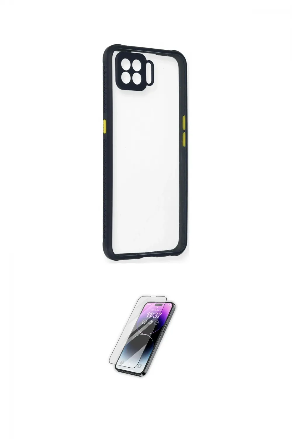 ieg™ Reno 4 Lite Kılıf Nova Asil Özel Seri - Şeffaf Pasifik Cam Ekran Koruyucu