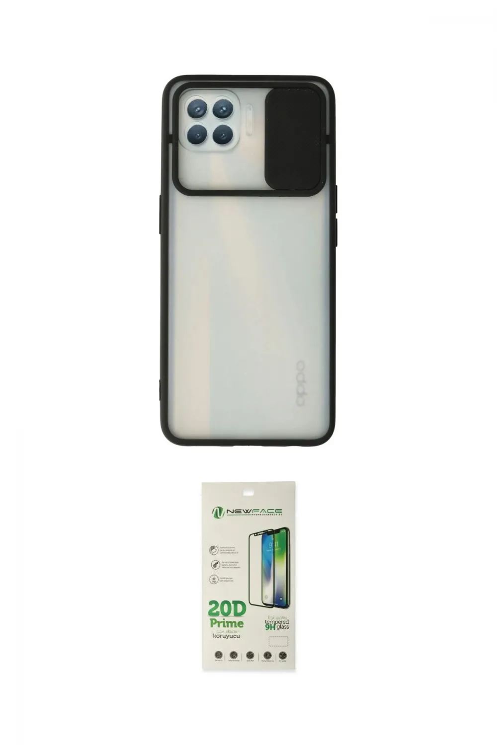 ieg™ Reno 4 Lite Kılıf Vadi Çizgi - Siyah 20D Premium Cam Ekran Koruyucu