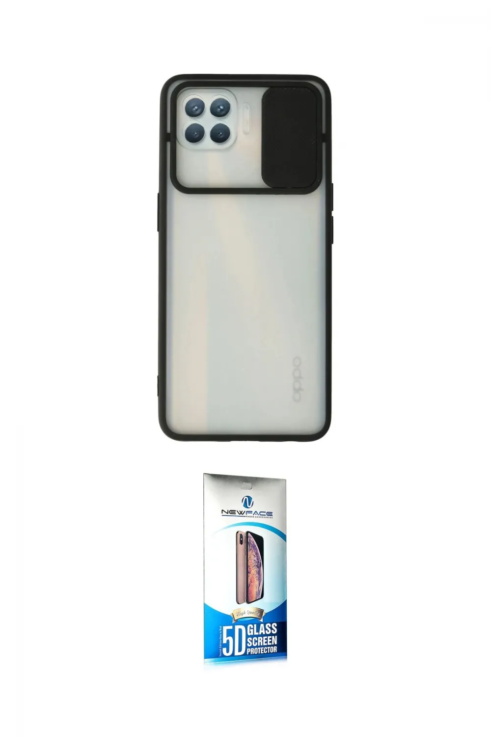 ieg™ Reno 4 Lite Kılıf Vadi Çizgi - Siyah 5D Eko Cam Ekran Koruyucu