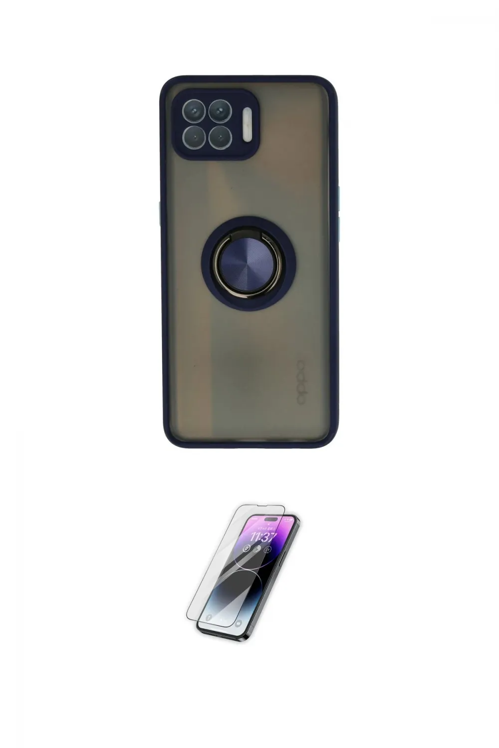 ieg™ Reno 4 Lite Kılıf Yörünge Çizgi - Şeffaf Pasifik Cam Ekran Koruyucu