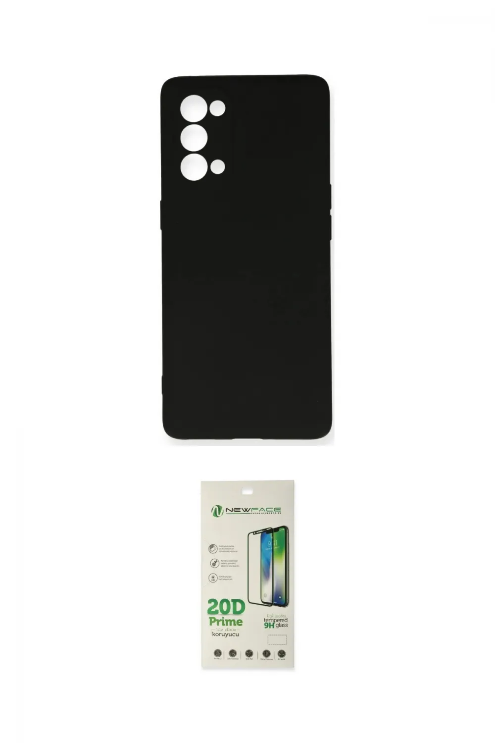 ieg™ Reno 5 Kılıf Ahenk Serisi - Siyah 20D Premium Cam Ekran Koruyucu