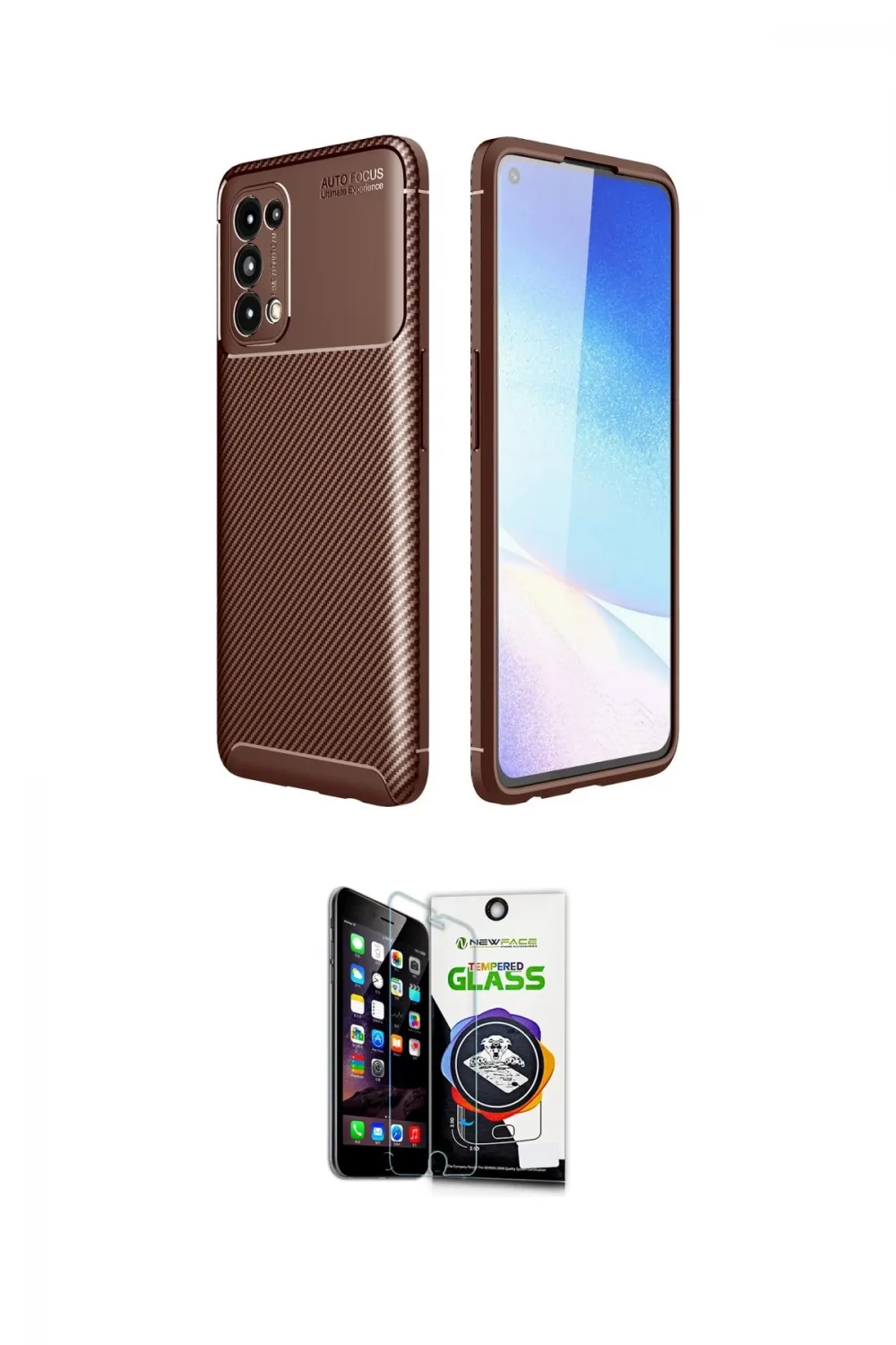 ieg™ Reno 5 Kılıf Eksen Form Prime - Şeffaf Temperli Cam Ekran Koruyucu