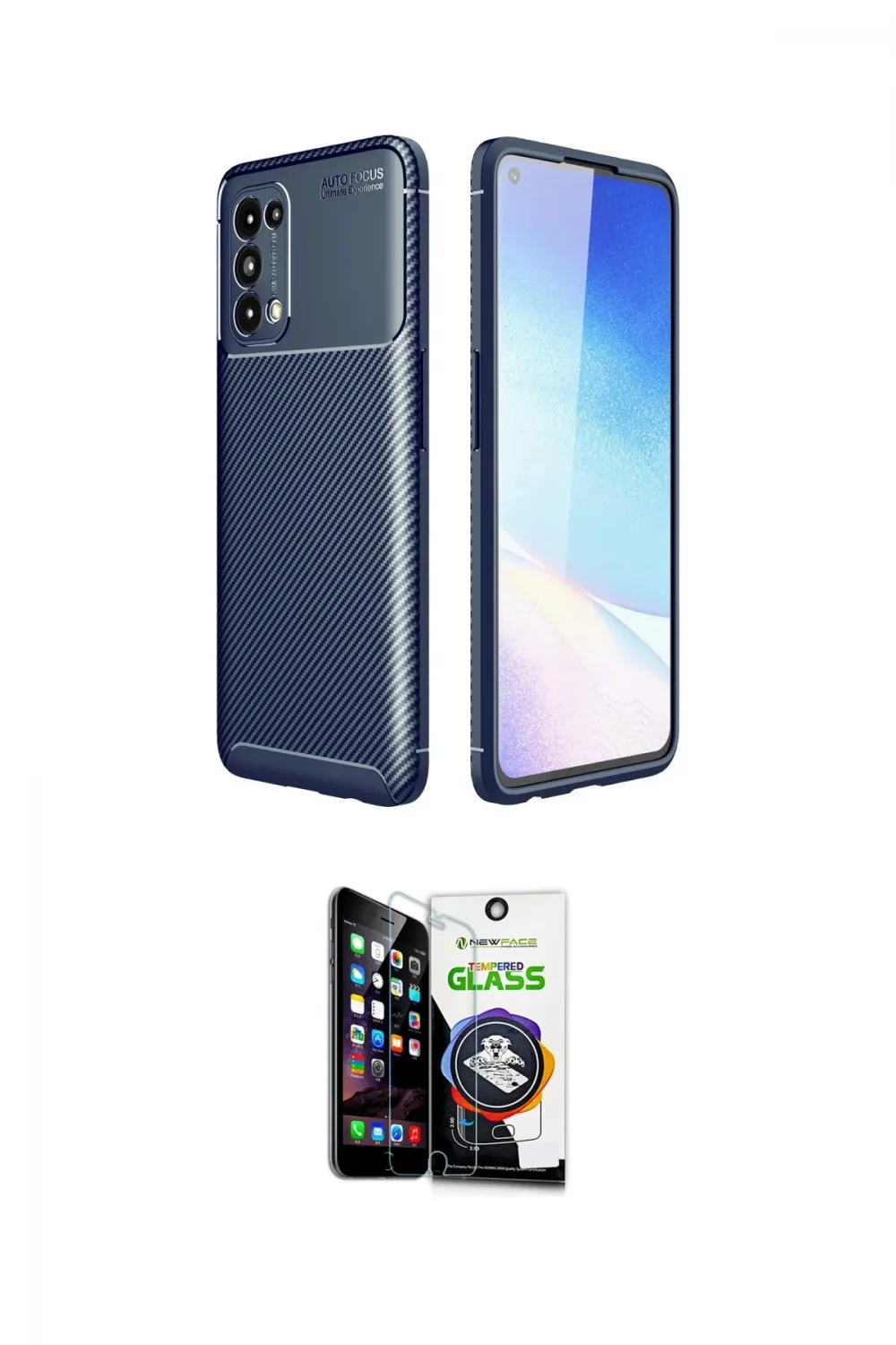 ieg™ Reno 5 Kılıf Eksen Form Prime - Şeffaf Temperli Cam Ekran Koruyucu