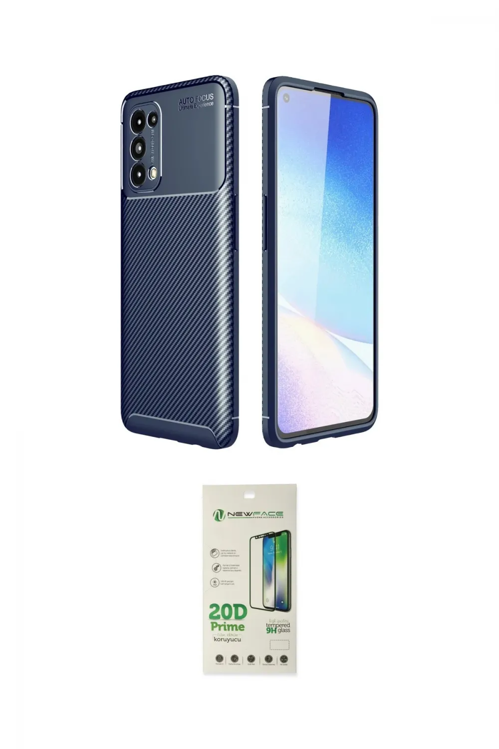 ieg™ Reno 5 Kılıf Eksen Form Prime - Siyah 20D Premium Cam Ekran Koruyucu