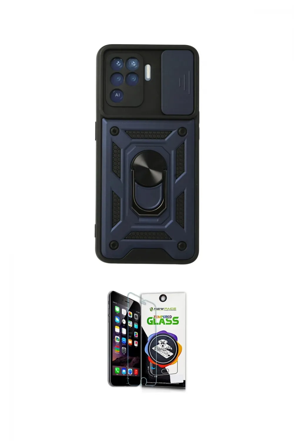 ieg™ Reno 5 Lite Kılıf Ahenk Klasik - Şeffaf Temperli Cam Ekran Koruyucu