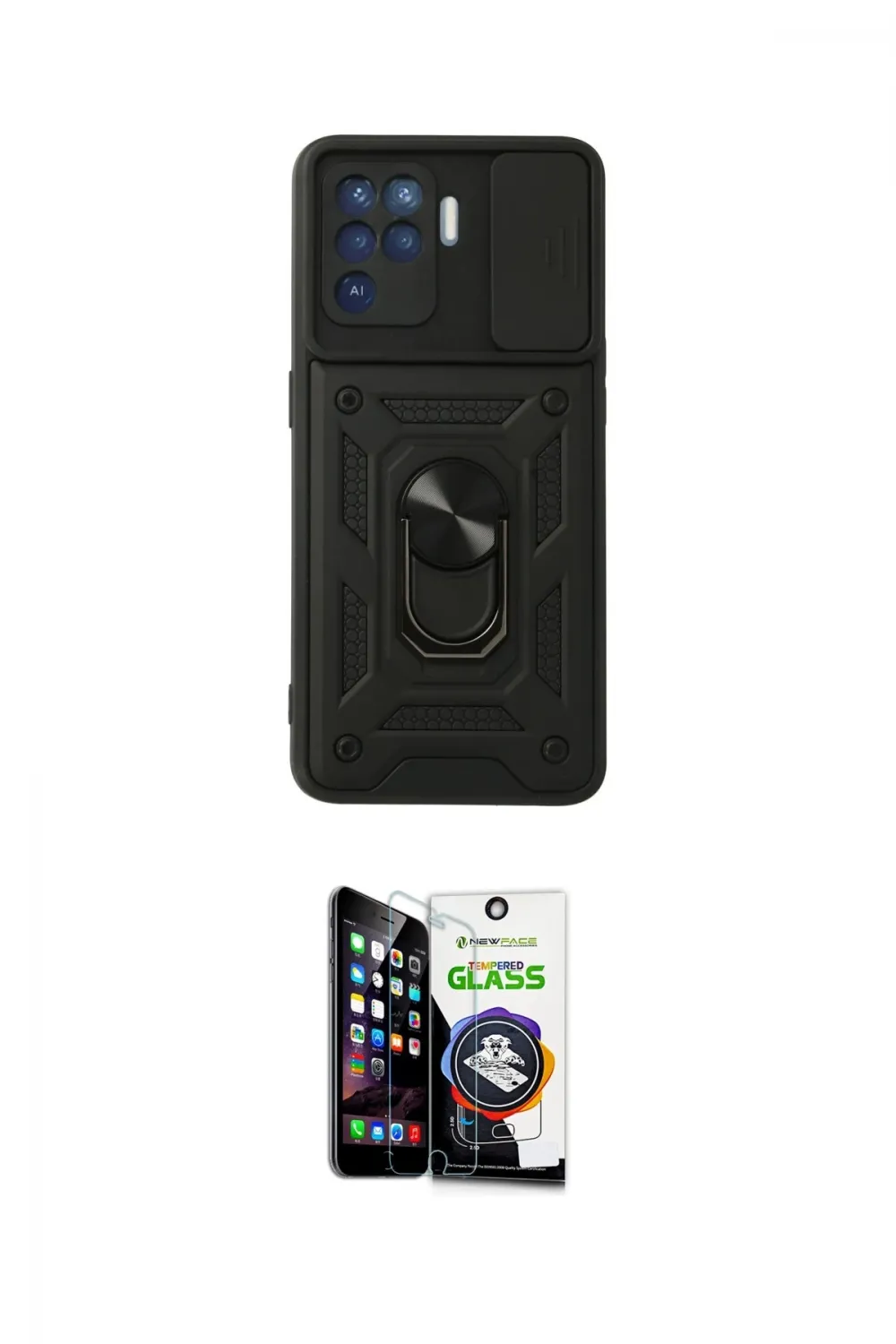 ieg™ Reno 5 Lite Kılıf Ahenk Klasik - Şeffaf Temperli Cam Ekran Koruyucu