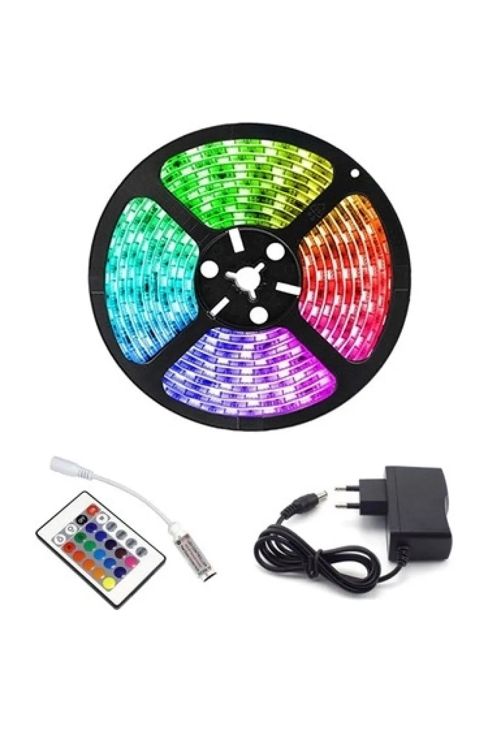 ieg™ Rgb Şerit 5 Metre 16 Renkli Kumandalı Adaptörlü Çift Taraflı Bant