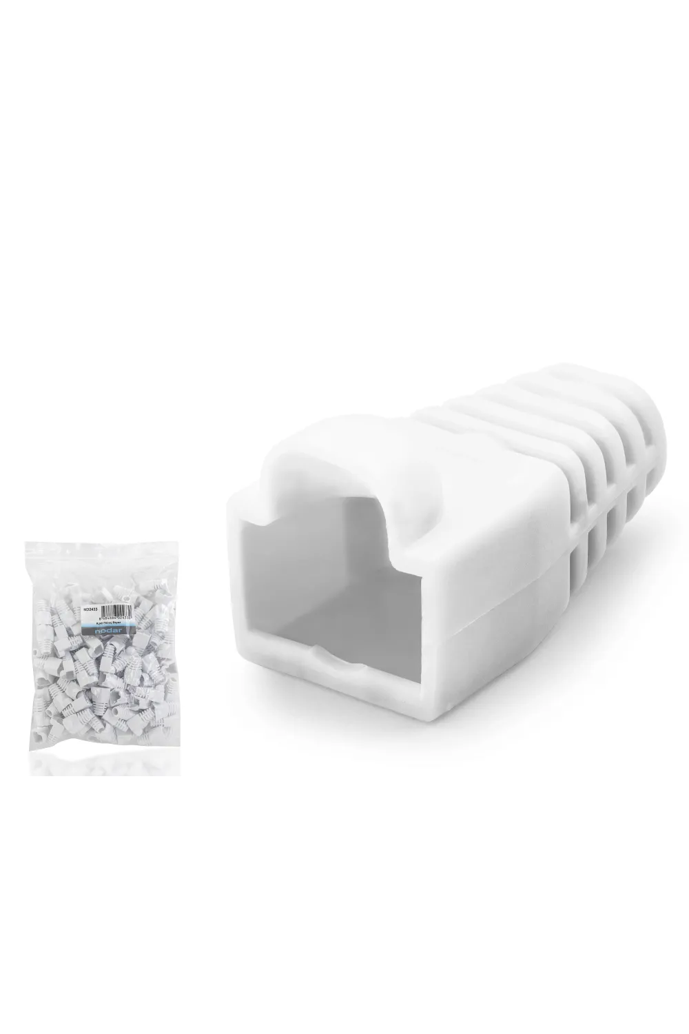 Rj45 Konnektör Papuç - 100 Adet Beyaz / Ekonomik Poşet Paket ND2433
