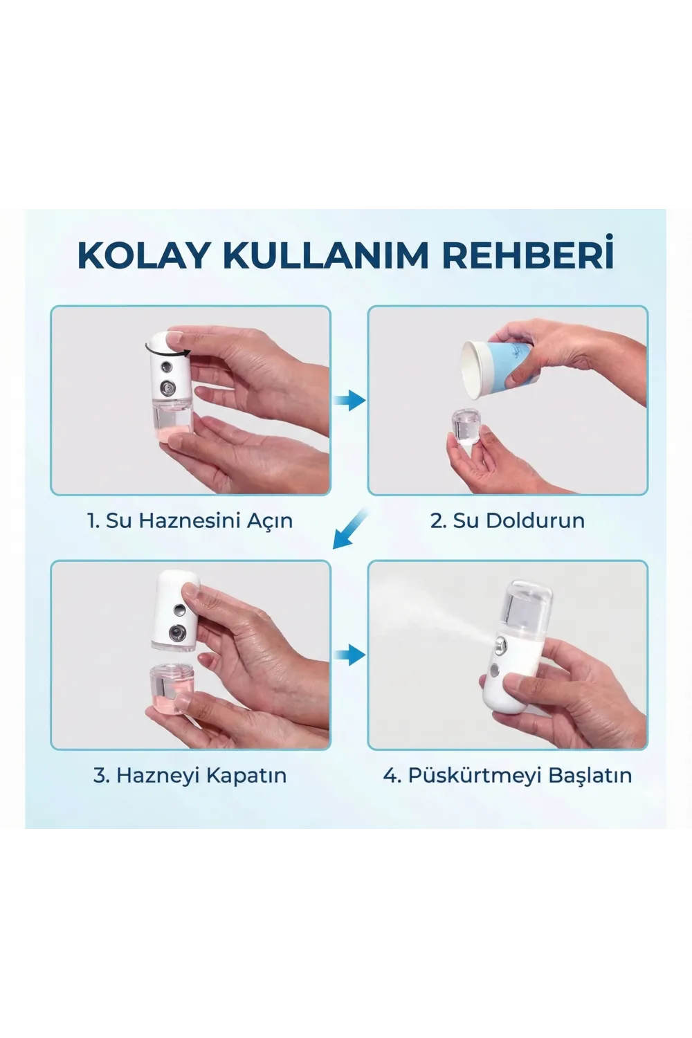 ieg™ Şarjlı Mini Yüz Nemlendirici Dezenfektan Cihazı Mist Sprayer
