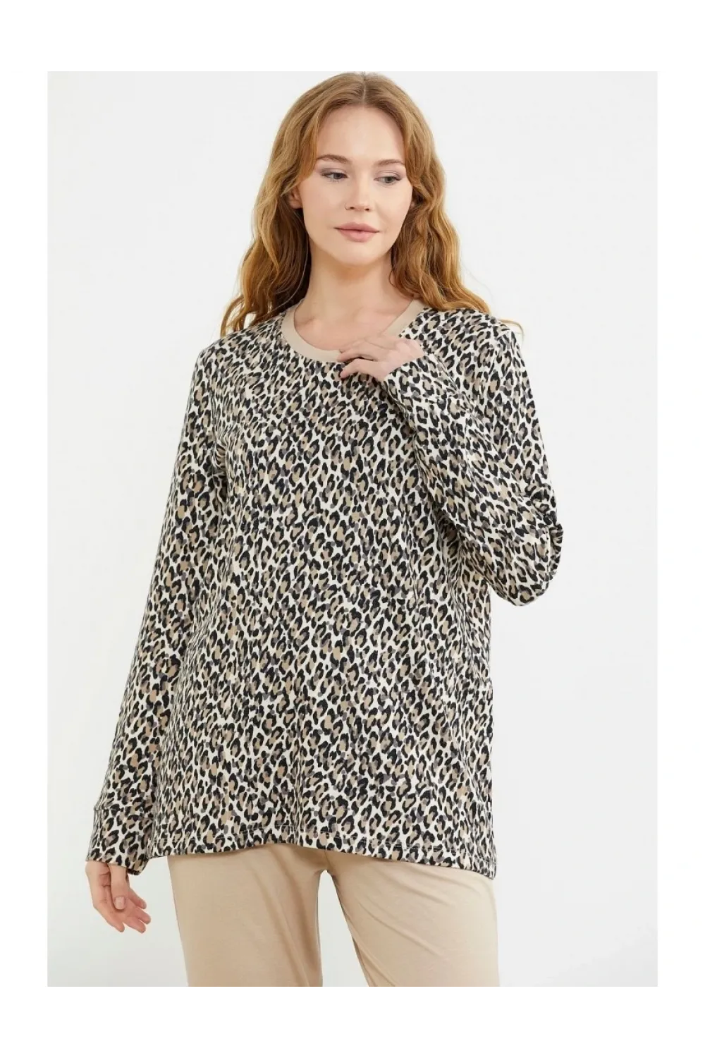 ieg™ Sementa 76413 Rahat Kalıp Leopar Kombinli Pijama Takım