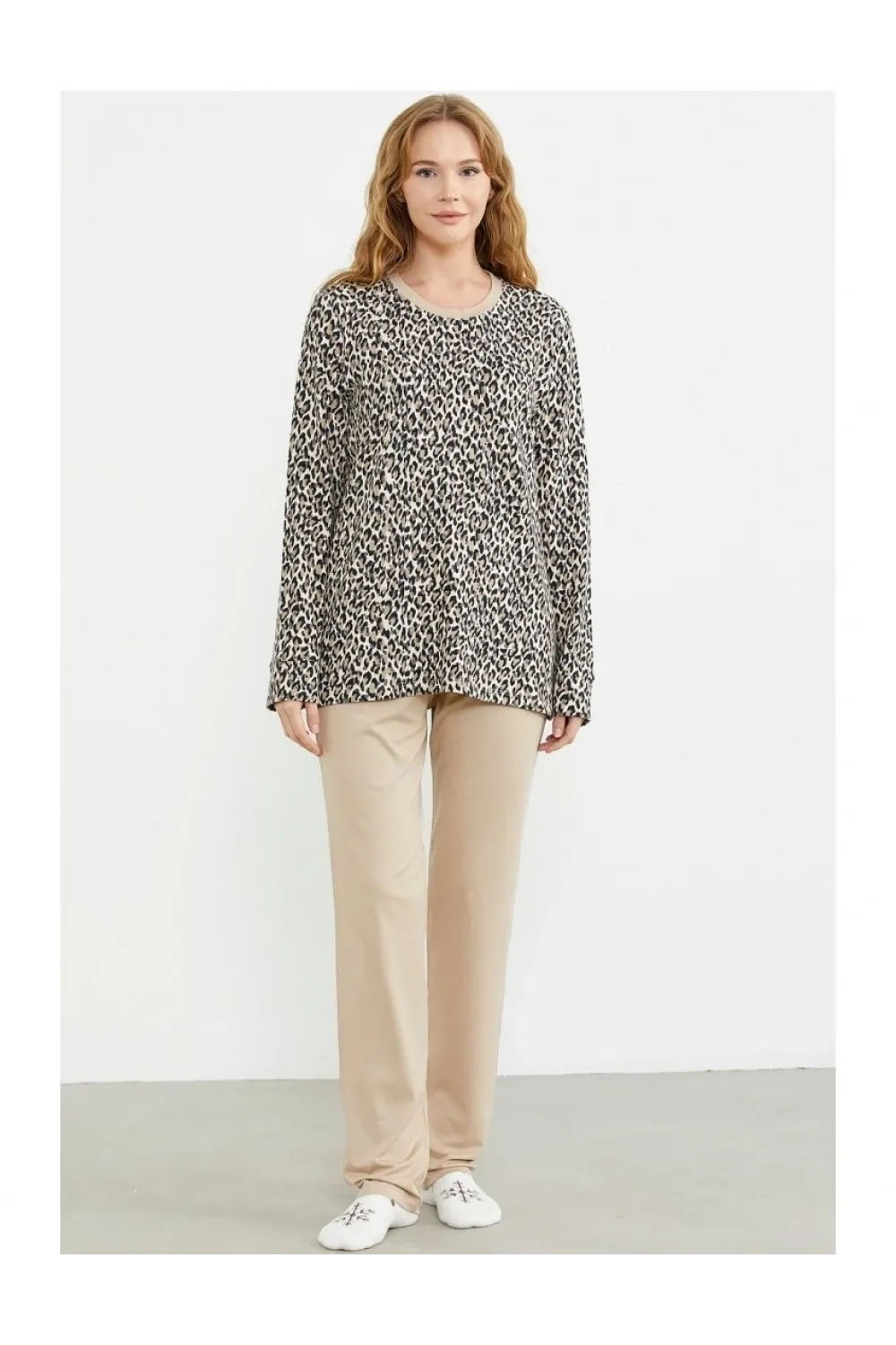 ieg™ Sementa 76413 Rahat Kalıp Leopar Kombinli Pijama Takım