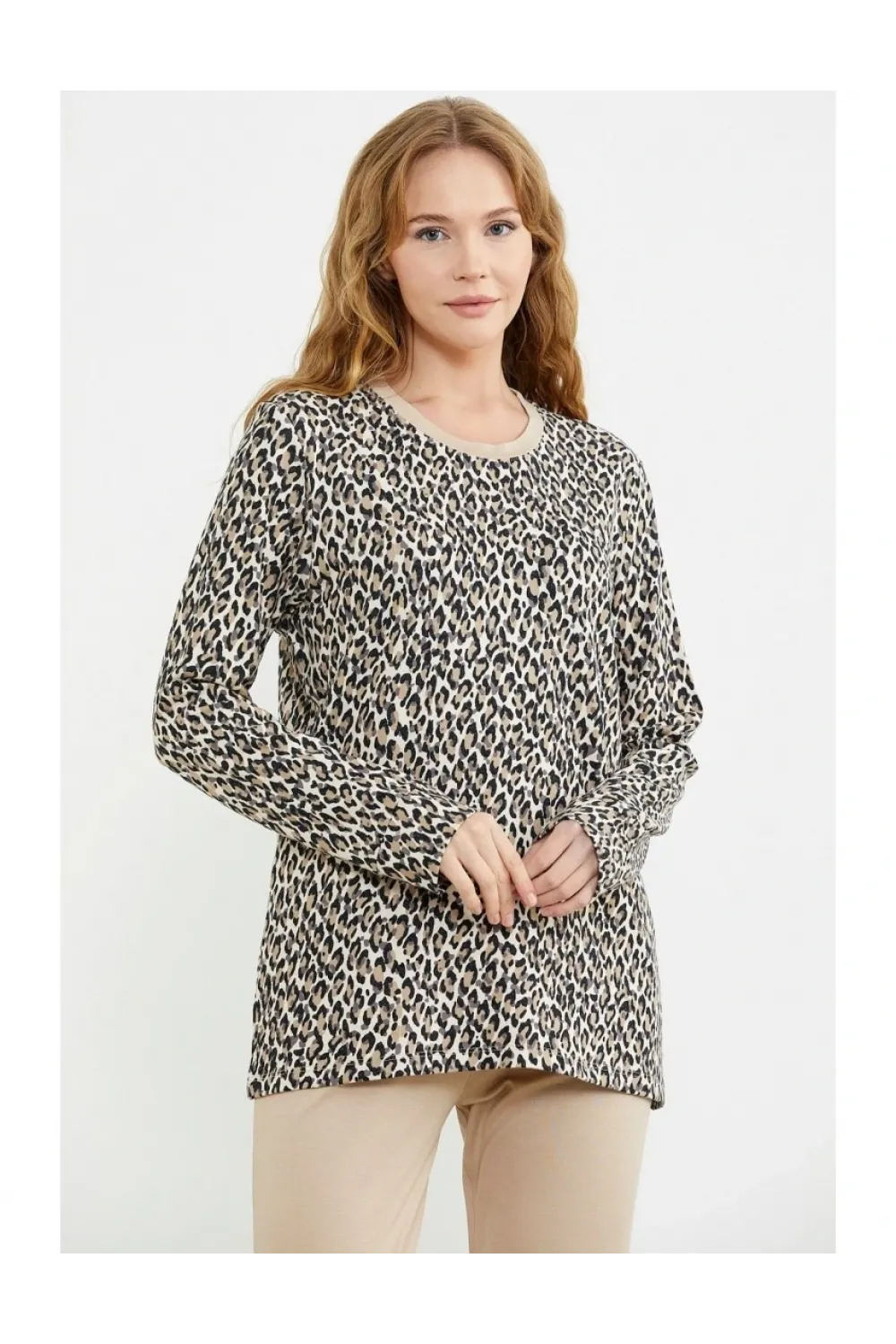 ieg™ Sementa 76413 Rahat Kalıp Leopar Kombinli Pijama Takım
