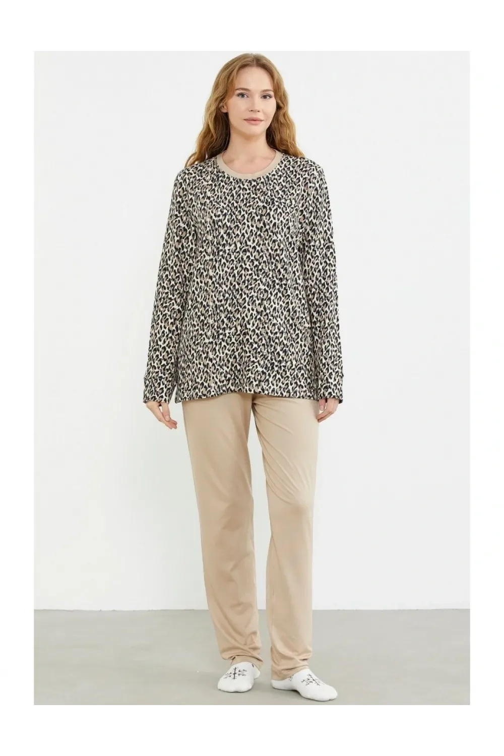 ieg™ Sementa 76413 Rahat Kalıp Leopar Kombinli Pijama Takım