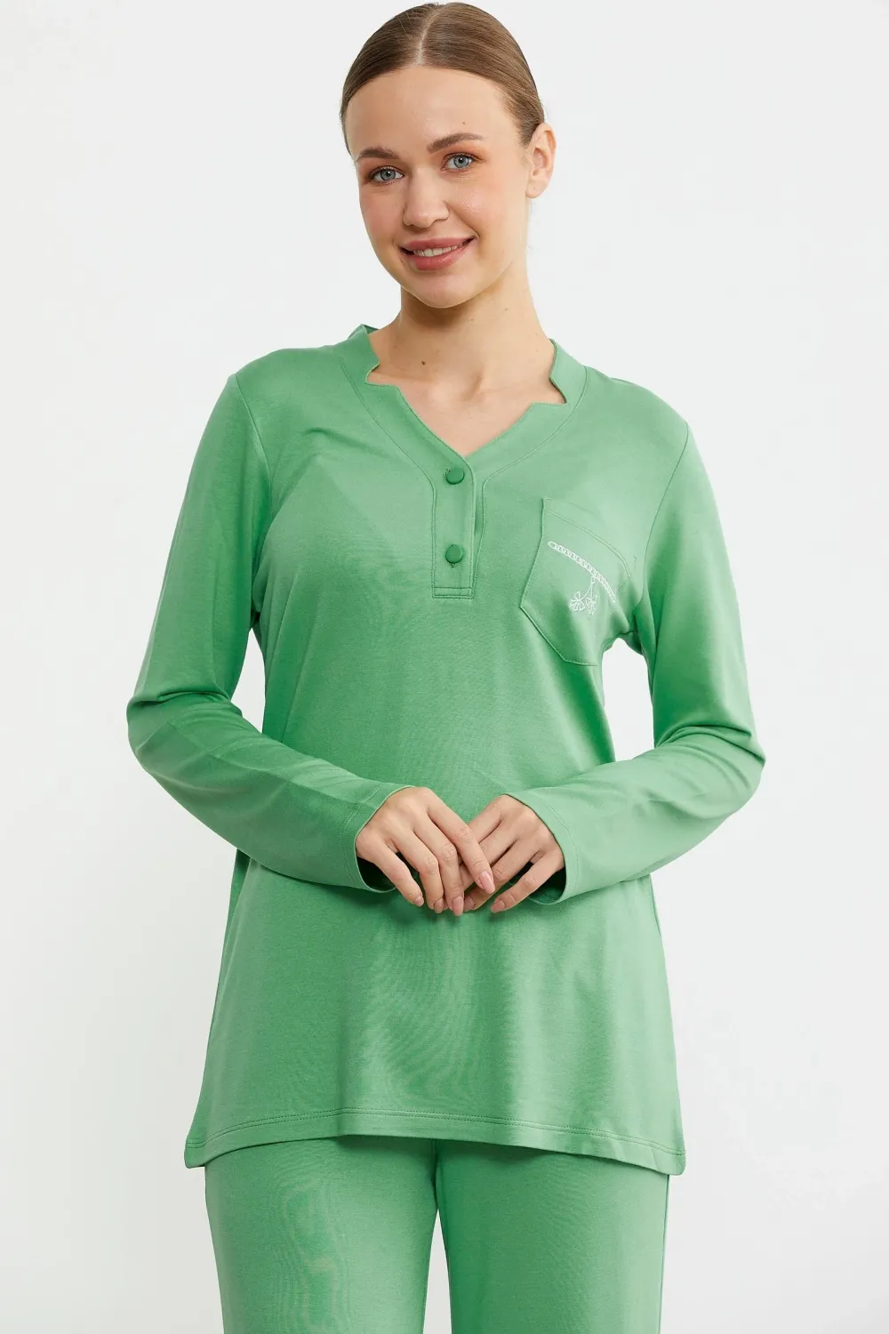 ieg™ Sementa 76438 Yarım Düğmeli Cep Detaylı Pijama Takım