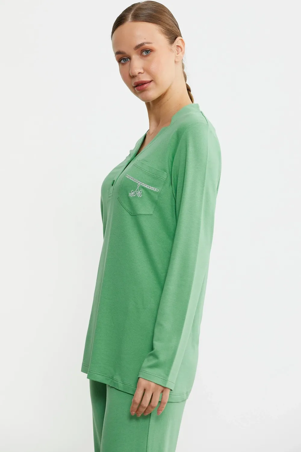 ieg™ Sementa 76438 Yarım Düğmeli Cep Detaylı Pijama Takım