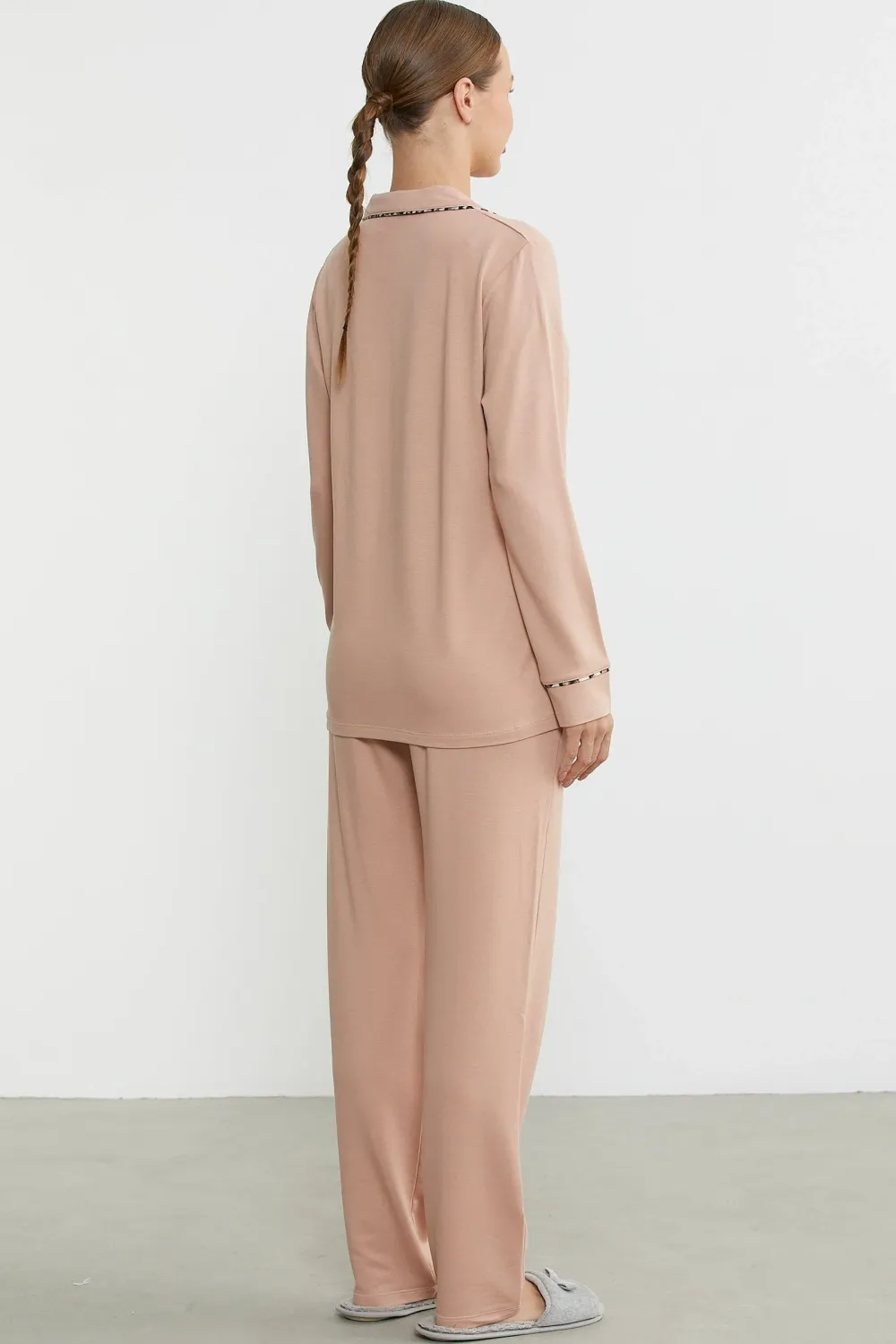 ieg™ Sementa 76444 Düz Renk Gömlek Model Pijama Takım