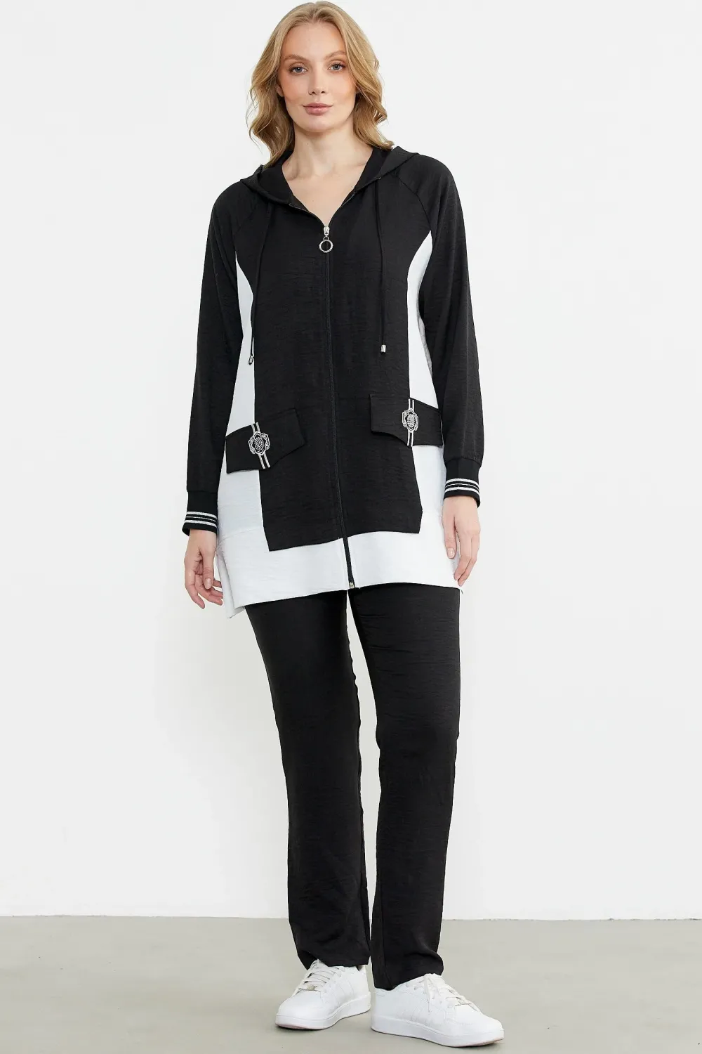 ieg™ Sementa 76448 Keten Görünümlü Kapüşonlu Tunik Takım