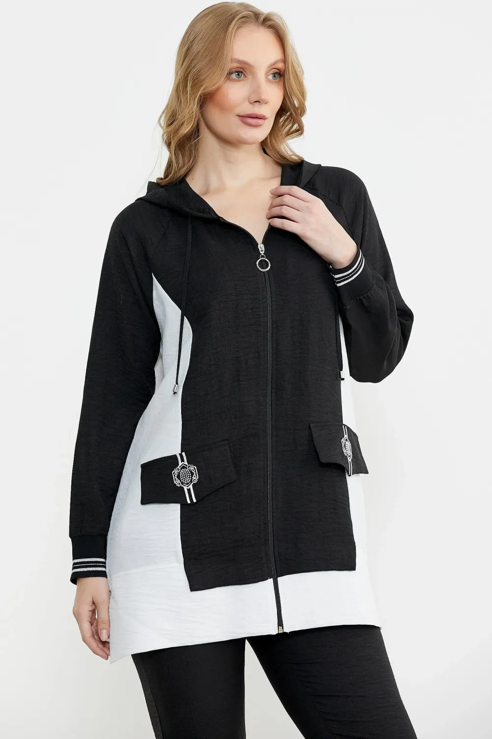 ieg™ Sementa 76448 Keten Görünümlü Kapüşonlu Tunik Takım