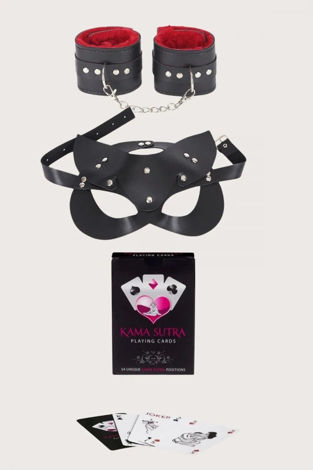 Sexy Görselli Oyun Kartı Kama Sutra  Kelepçe Maske Set