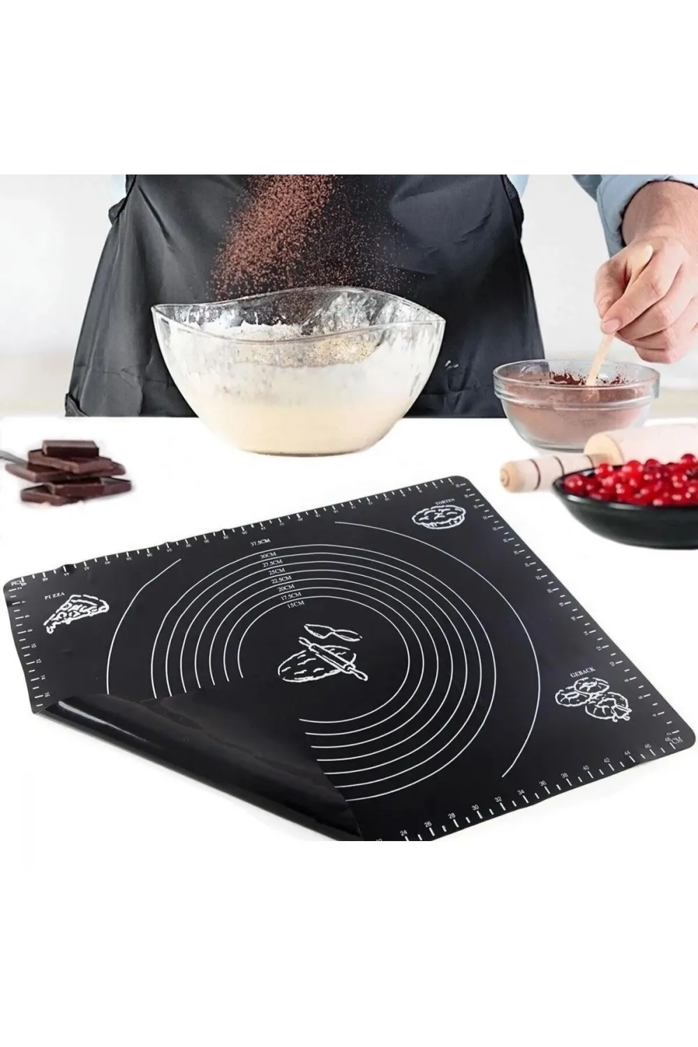 Silikon Çok Amaçlı Geniş Hamur Matı Hamur Açma Matı 40*50 cm