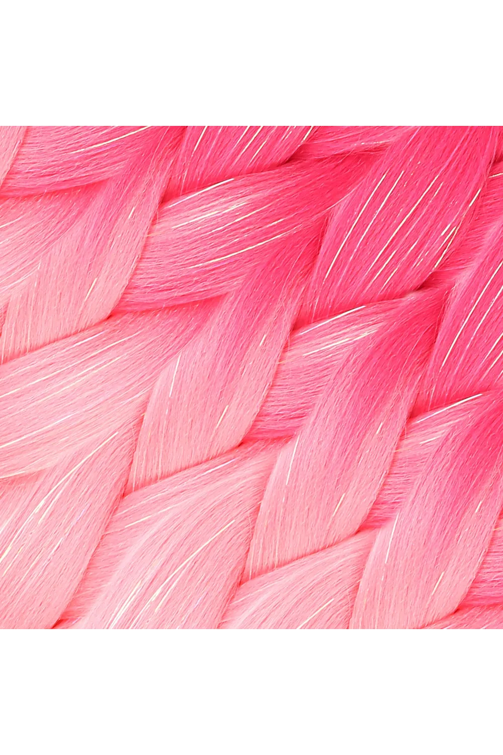 Simli Koyu Pembe / Pembe / Şeker Pembesi Ombreli Örgülük Saç 100 Gr.