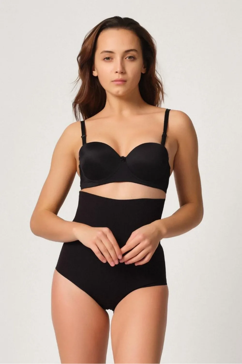 Siyah MI  2708 Lazer Yüksek Bel Kesim Slip Hayalet Korse