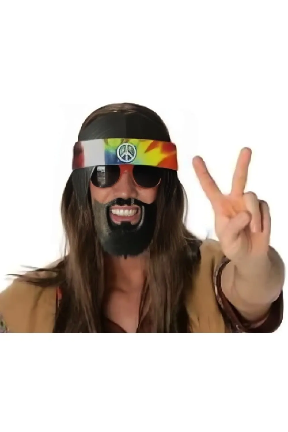 Siyah Saçlı Bandana Hippi Parti Gözlüğü